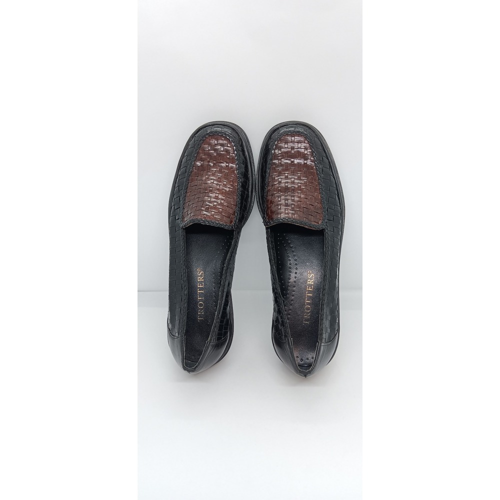 Trotters Womens Woven Loafers Black Brown Slip On Shoes Size 7N Narrow T2186 - Picture 3 of 7